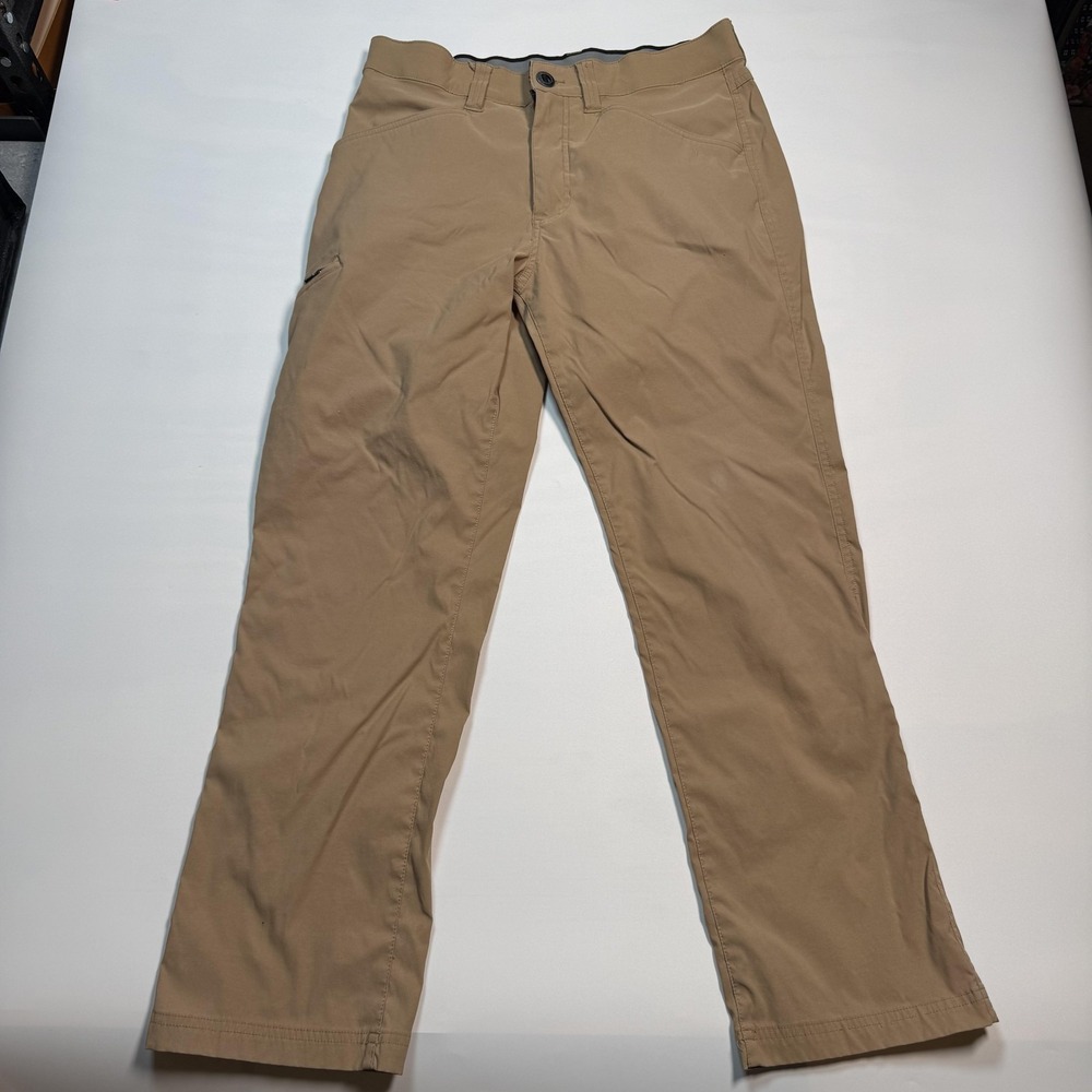 Orvis Pants Mens 32x29 Beige Nylon Stretch Hiking Travel Zip Pocket Outdoor READ